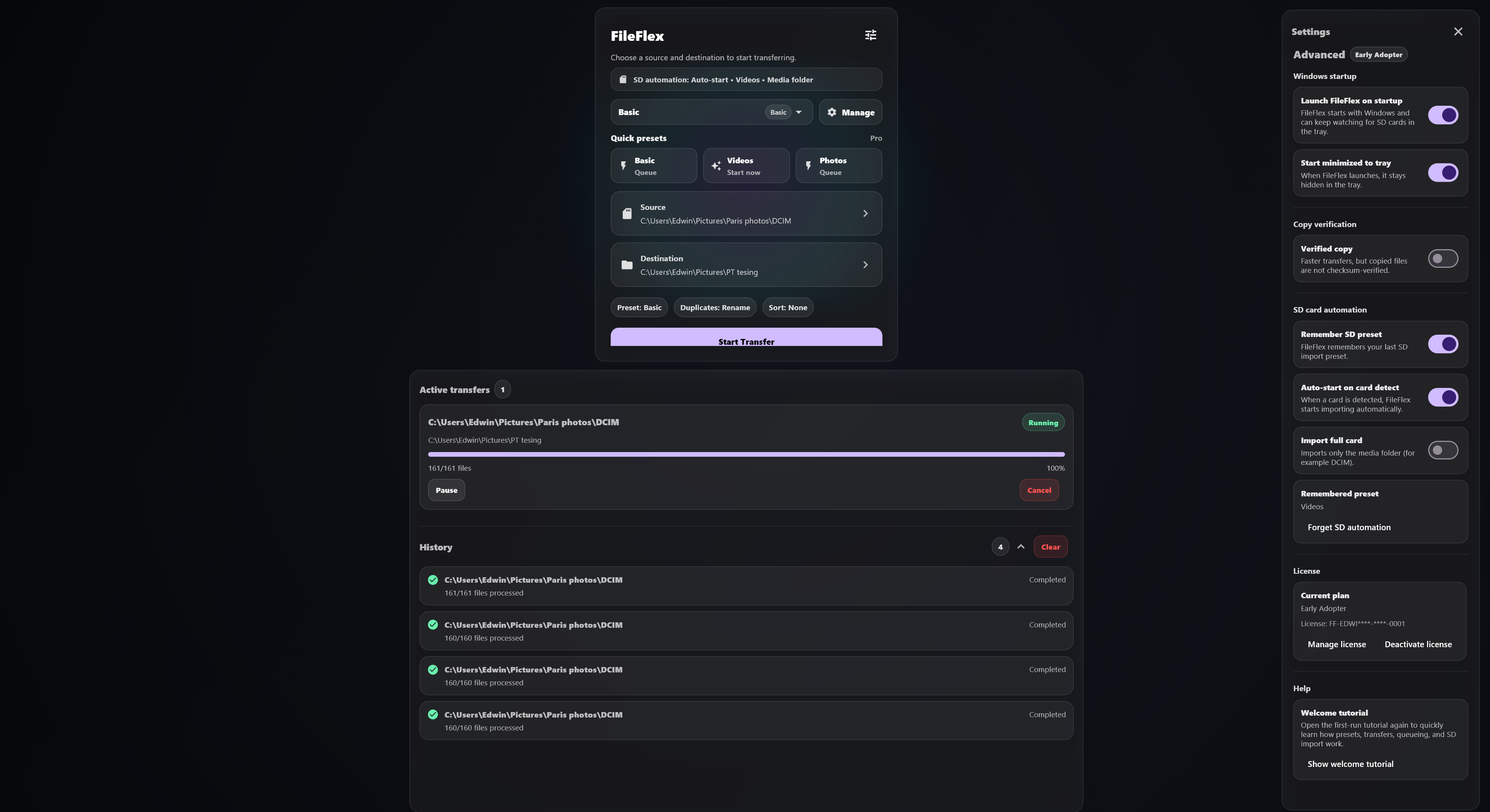 FileFlex application interface
